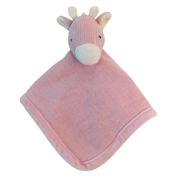 Peacock Alley Pink Knit Giraffe Lovey 12" Baby Security Blanket - Picture 1 of 6
